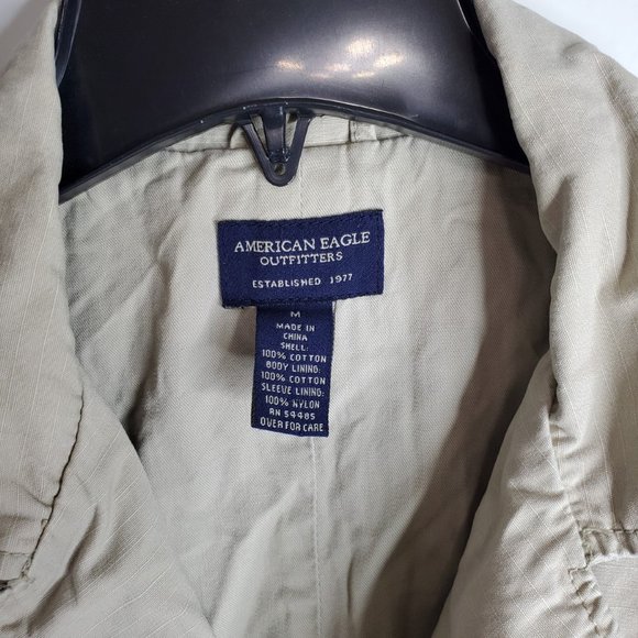American Eagle Cotton Khaki Button Up Jacket Med - Picture 4 of 9